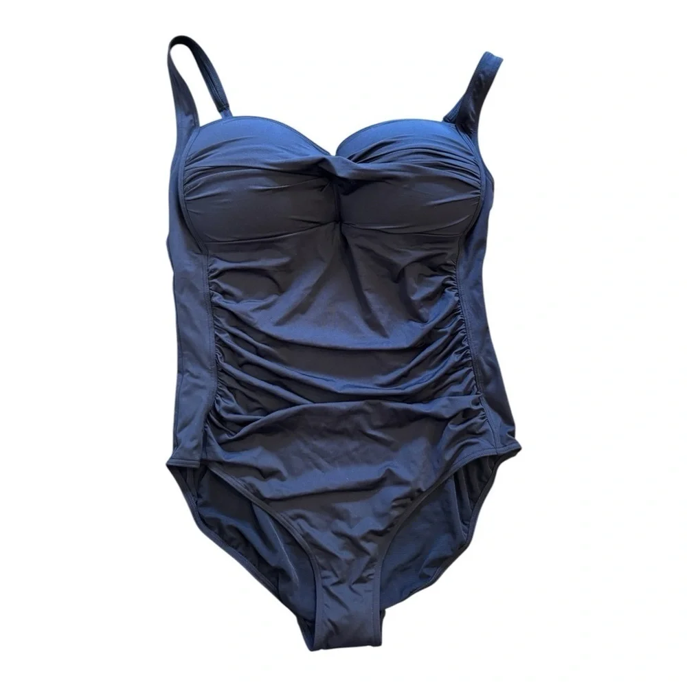Sea Level Eco Essentials Twist Front One Piece in Black NWT